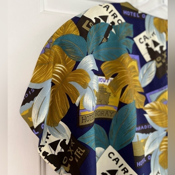 NWT VINTAGE MARJORIE HAMILTON Short Sleeve Travel Print Blouse M - Picture 12 of 16